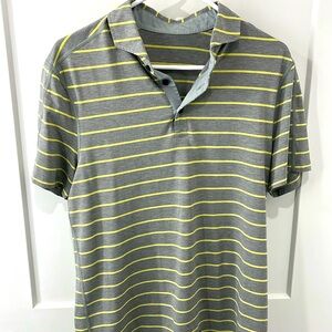 Lululemon Mens Evolution Performance Polo Gray Striped Size Medium